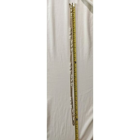 Sarah Coventry Vintage Gold Tone Chain Faux Pearl Pendant Long Necklace Jewelry - Picture 5 of 16